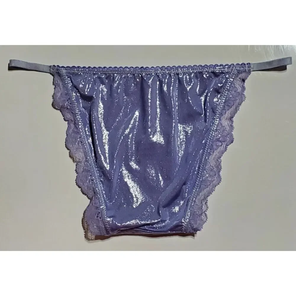 Victoria's Secret Dream Angels String Bikini Panty Shiny Lace Purple Cosmo XS